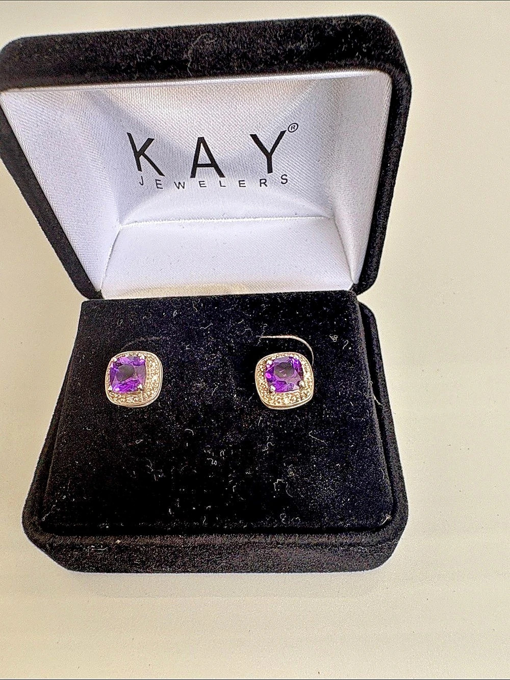 KAY Jewelers Purple Gemstone Stud Earrings Like New